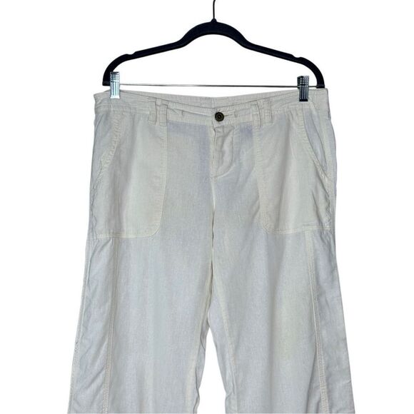 Norma Kamali  straw (cream) linen blend button fly pants size M - Picture 3 of 15